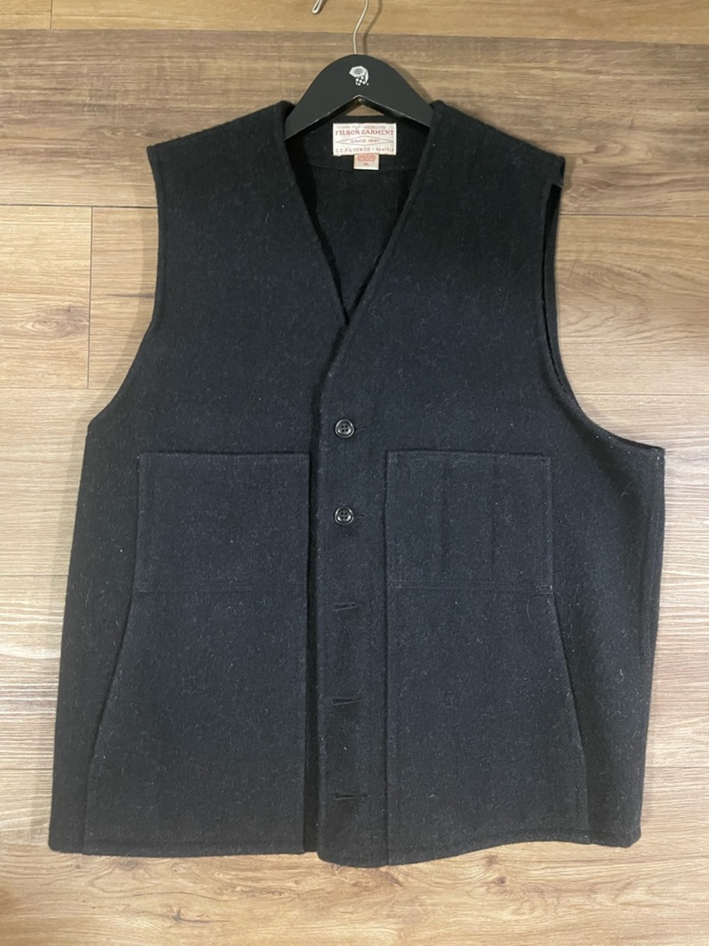 Filson Black Wool Button Vest for Men